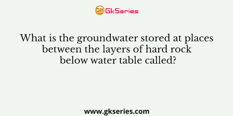What is the groundwater stored at places between the layers of hard rock below water table called?