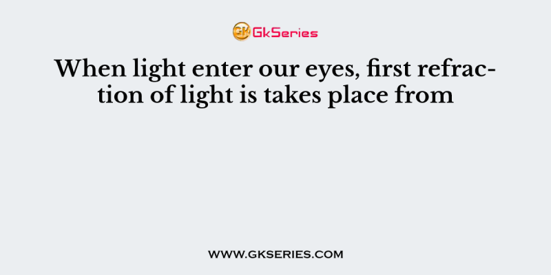 When light enter our eyes, first refraction of light is takes place from