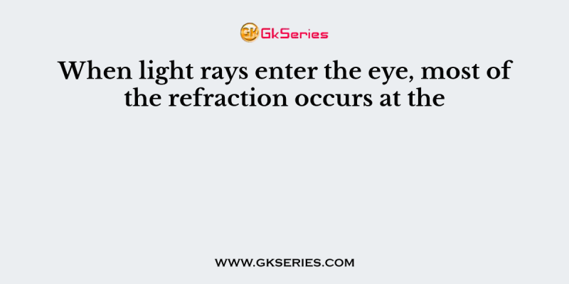 When light rays enter the eye, most of the refraction occurs at the