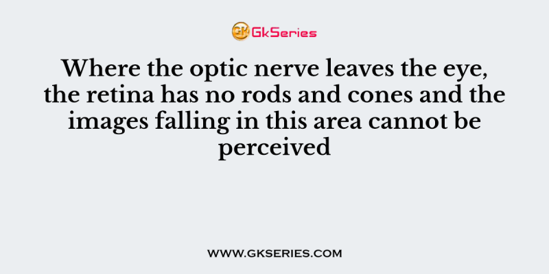 Where the optic nerve leaves the eye, the retina has no rods and cones and the images falling in this area cannot be perceived. This area is referred to as the