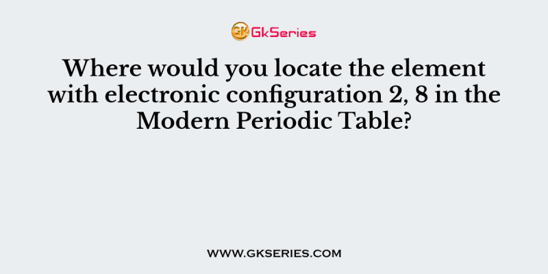 Where would you locate the element with electronic configuration 2, 8 in the Modern Periodic Table?
