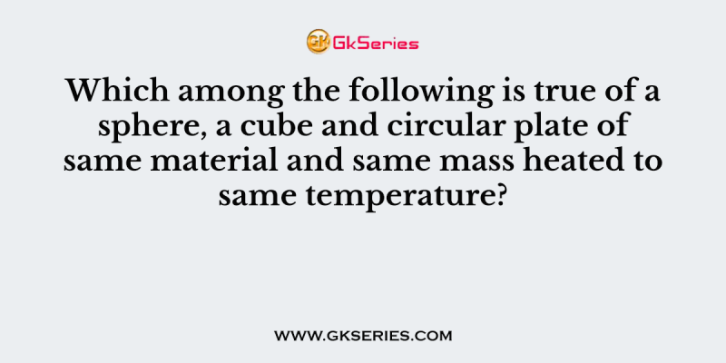 Which among the following is true of a sphere, a cube and circular plate of same material and same mass heated to same temperature?