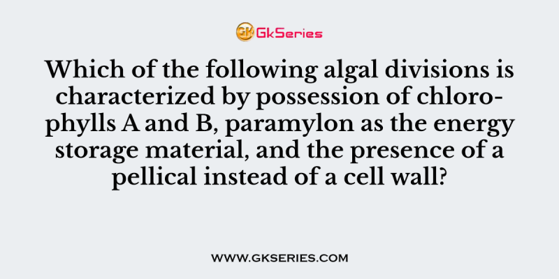 Which of the following algal divisions is characterized by possession of chlorophylls A and B, paramylon as the energy storage material, and the presence of a pellical instead of a cell wall?