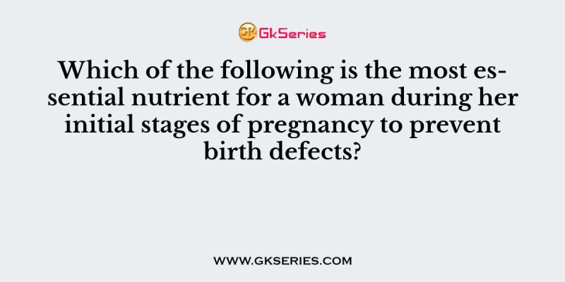 Which of the following is the most essential nutrient for a woman during her initial stages of pregnancy to prevent birth defects?