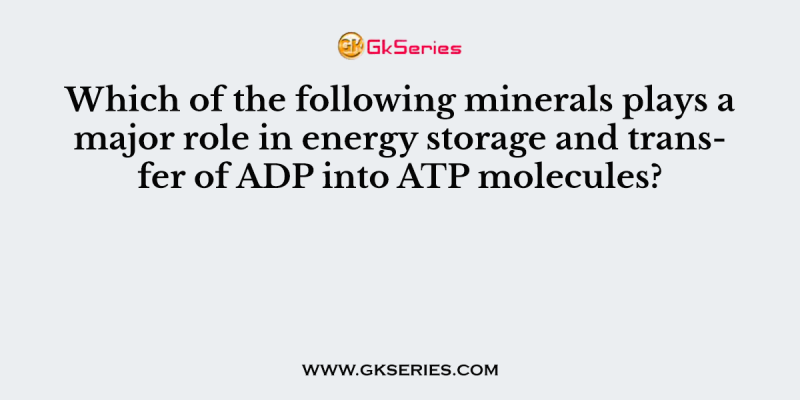 Which of the following minerals plays a major role in energy storage and transfer of ADP into ATP molecules?