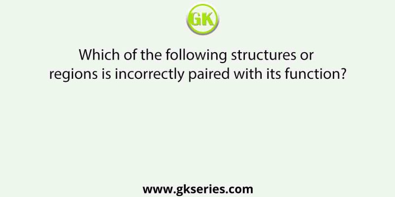 Which of the following structures or regions is incorrectly paired with its function?