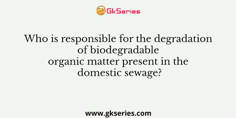 Who is responsible for the degradation of biodegradable organic matter present in the domestic sewage?