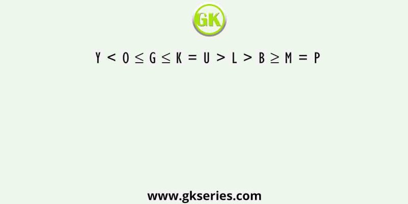 Y < O ≤ G ≤ K = U > L > B ≥ M = P