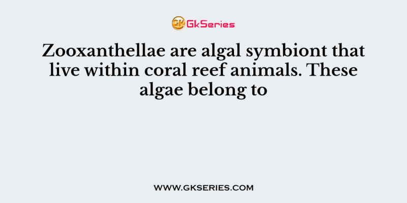 Zooxanthellae are algal symbiont that live within coral reef animals. These algae belong to