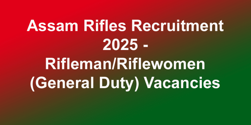 Assam Rifles Recruitment 2025 – Rifleman/Riflewomen (General Duty) Vacancies