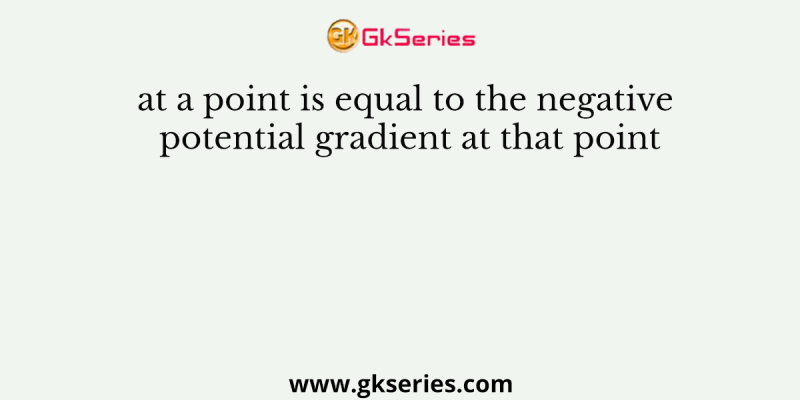 at a point is equal to the negative potential gradient at that point