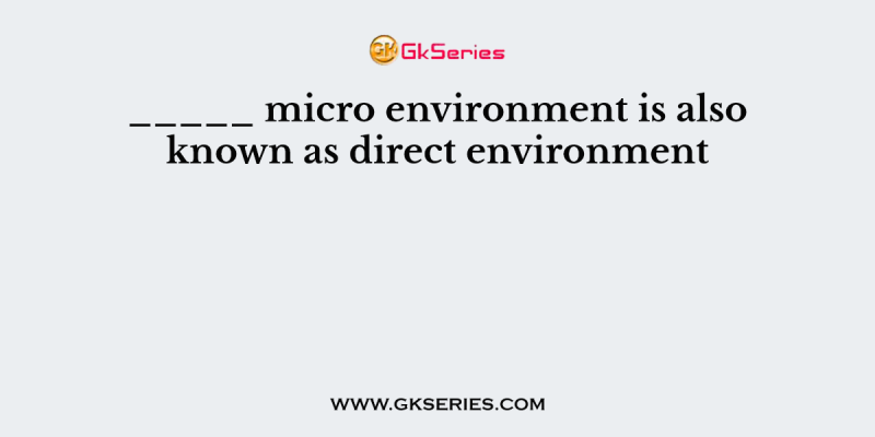 _____ micro environment is also known as direct environment