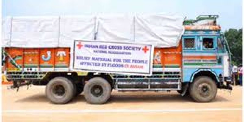 Red Cross relief supply for flood affected people in Assam, Bihar and UP