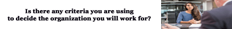 is there any criteria you are using to decide the organization you will work for